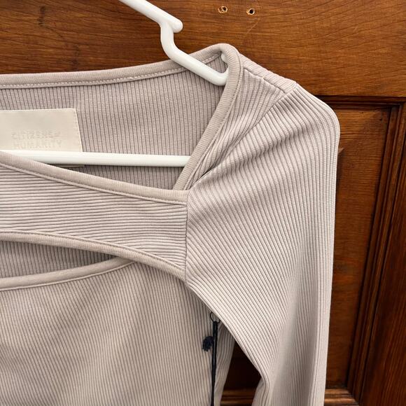 Citizens of Humanity sz XS Iris Long Sleeve Cut Out Top Greysmoke NWT Grey $130 - Picture 9 of 16